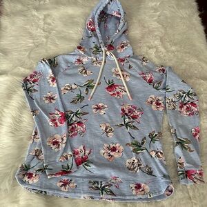 Joules Floral Hoodie - Light Blue and Pink